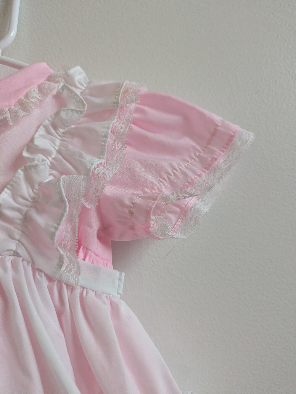 Vtg Miniworld 9-12m Pinafore Dress Frilly Pink Baby Girls Heirloom - Picture 3 of 6